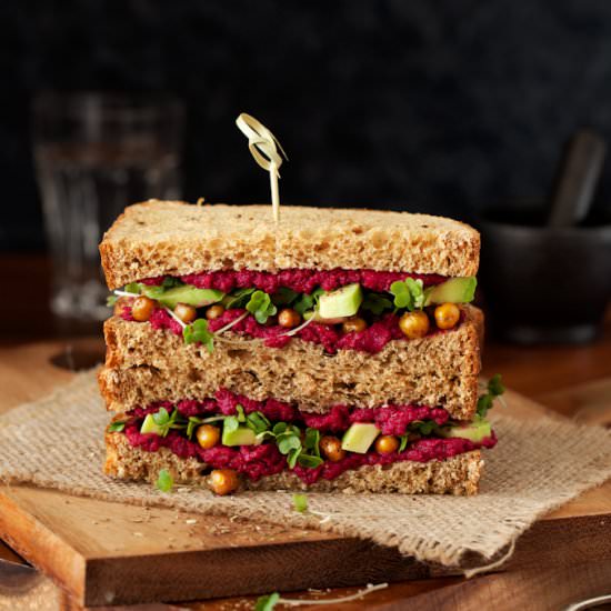 Beet Hummus Roast Chickpea Sandwich - Recipe photo by littlesugarsnaps