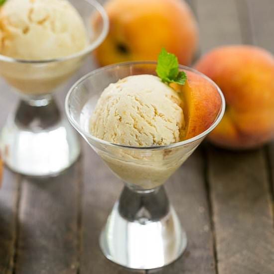 Roasted Peach Ice Cream - Recipe photo by thatskinnychickcanbake
