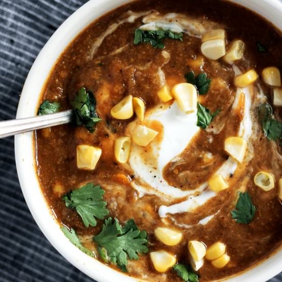 Vegan Sweet Potato Corn Chowder - Recipe photo by ambitiouskitchen