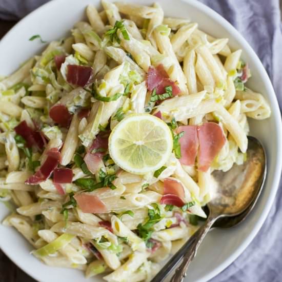 Creamy Lemon Pasta with Prosciutto - Recipe photo by joyfulhealthyeats