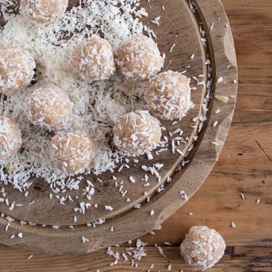Coconut Tahini Bliss Balls - Recipe photo by Sugar Free Londoner