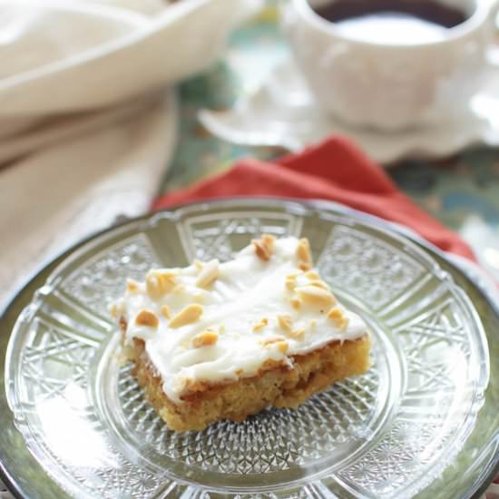 Pineapple Peanut Mini Sheet Cake - Recipe photo by One Dish Kitchen