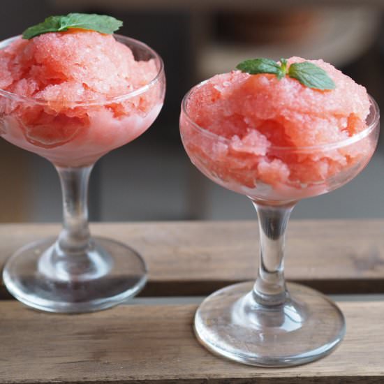 Strawberry Champagne Sorbet - Recipe photo by Kasie Chelanne