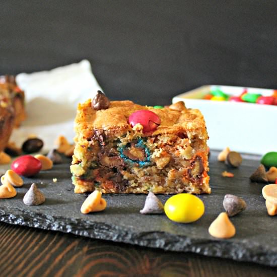 Monster Cookie Bars - Recipe photo by spoonfulosugar