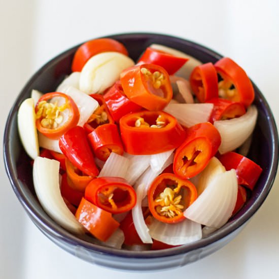 Pickled Peppers and Onions - Recipe photo by mjskitchen