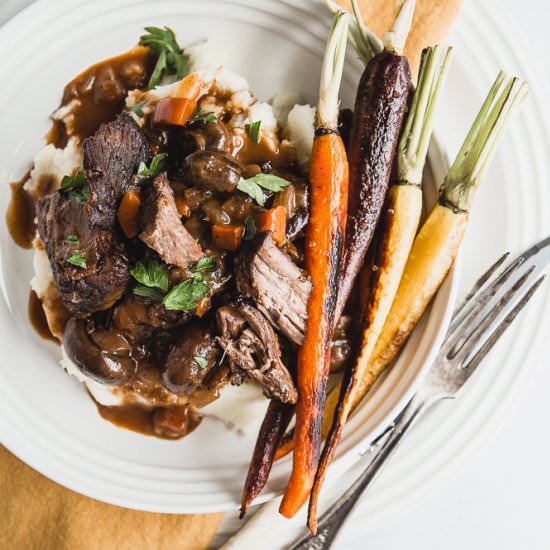 Wine Braised Beef with Mushrooms - Recipe photo by themodernproper