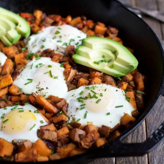 Smoky Bacon Sweet Potato Hash & Egg - Recipe photo by joyfulhealthyeats