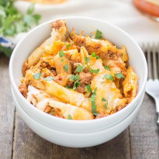 Baked Mostaccioli - Recipe photo by Strawberry Blondie Kitchen