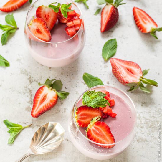 Vegan Strawberry Panna Cotta - Recipe photo by deliciouseveryday