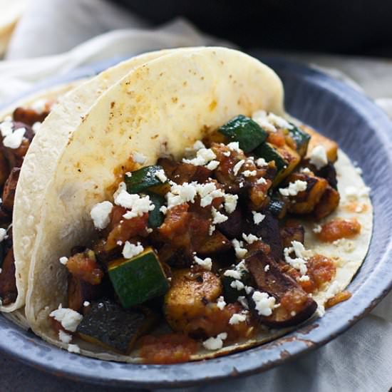 Zucchini and Mushroom Tacos - Recipe photo by cookingforkeeps