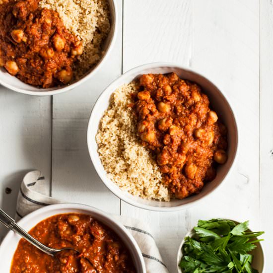 Moroccan Chickpea Tomato Stew - Recipe photo by thefullhelping