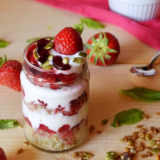 Strawberry Quinoa Healthy Parfait - Recipe photo by naturalfitdiet