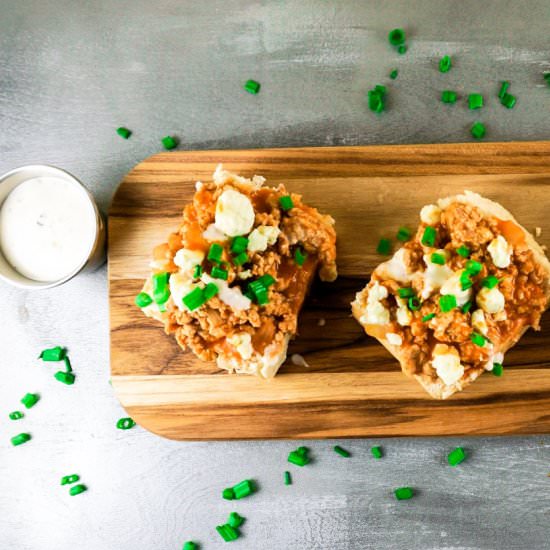 Sloppy Buffalo Sliders - Recipe photo by loveandrisotto