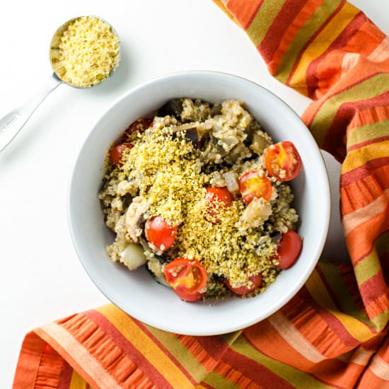 Tomato Eggplant Quinoa Bowl - Recipe photo by VeggiePrimer