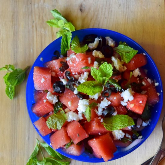 Watermelon Feta and Mint Salad - Recipe photo by naturalfitdiet