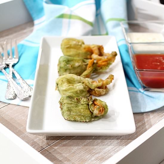 Zucchini Blossoms with Three Cheese - Recipe photo by culinaryflavors