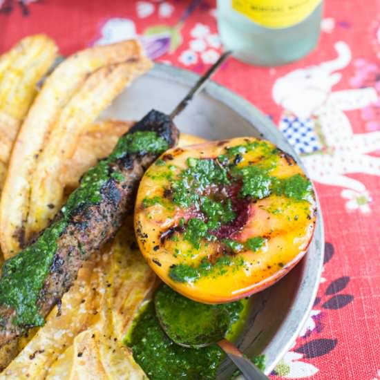 Kefta, Grilled Peaches, Chimichurri - Recipe photo by The Urban Poser