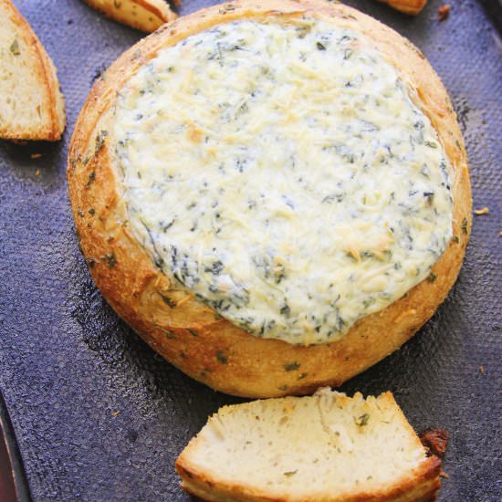 Spinach & Artichoke Bread Bowl - Recipe photo by Margaritas On The Rocks