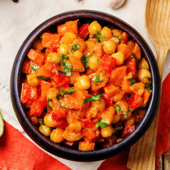 One Pot Chickpea Sweet Potato Curry - Recipe photo by VeganKitchn
