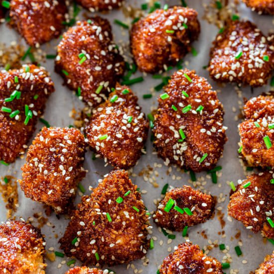Sticky Honey Sriracha Chicken Bites - Recipe photo by jocooks