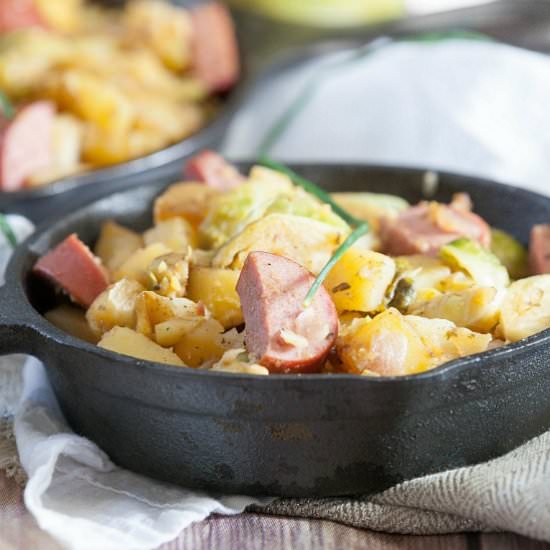 Kielbasa, Brussels Sprouts, Potato - Recipe photo by Food Done Light