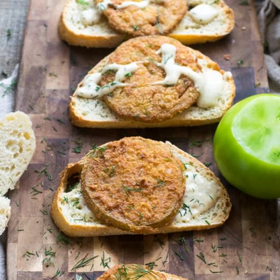 Fried Green Tomato Crostini - Recipe photo by whitbitskitchen