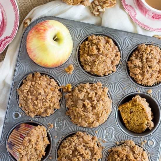 Pumpkin Apple Streusel Muffins - Recipe photo by thegoldlininggirl
