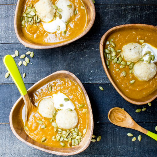 Pumpkin Spice Matzah Ball Soup - Recipe photo by WhatJewWannaEat