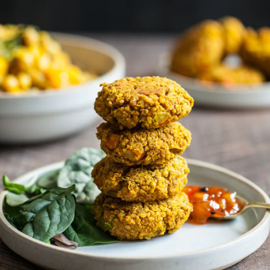 Curried Lentil Vegetable Cakes - Recipe photo by thefullhelping