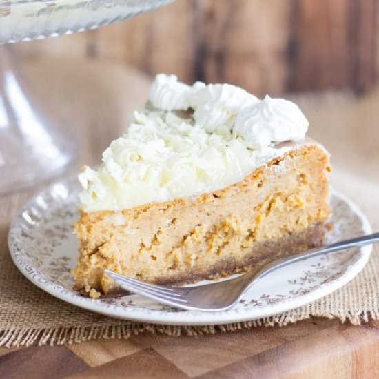 White Chocolate Pumpkin Cheesecake - Recipe photo by thegoldlininggirl