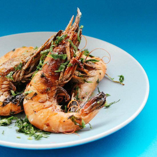 Gin Herbed Butter Grilled Shrimps - Recipe photo by Hisham Assaad