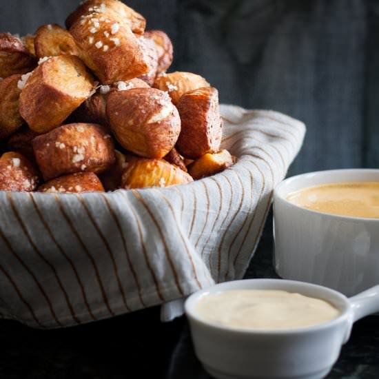 Pretzel Bites with 2 Dipping Sauces - Recipe photo by GoodieGodmother
