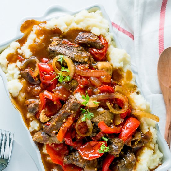 Crock Pot Pepper Steak - Recipe photo by MunchkinTime