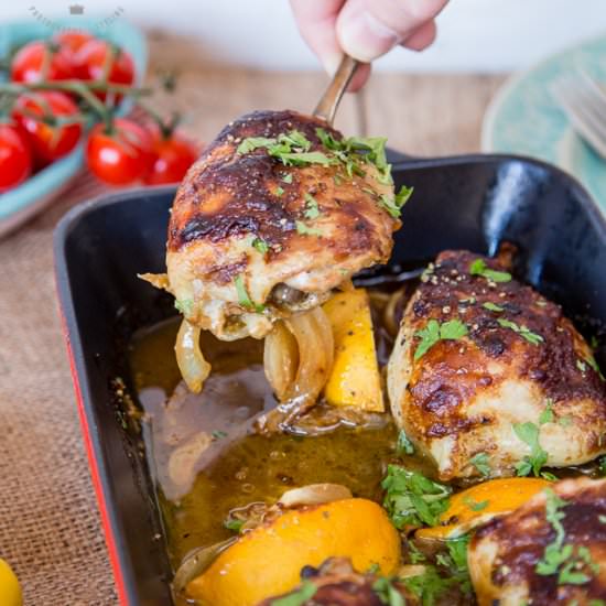 Honey Mustard Chicken Thighs - Recipe photo by Fuss Free Flavours