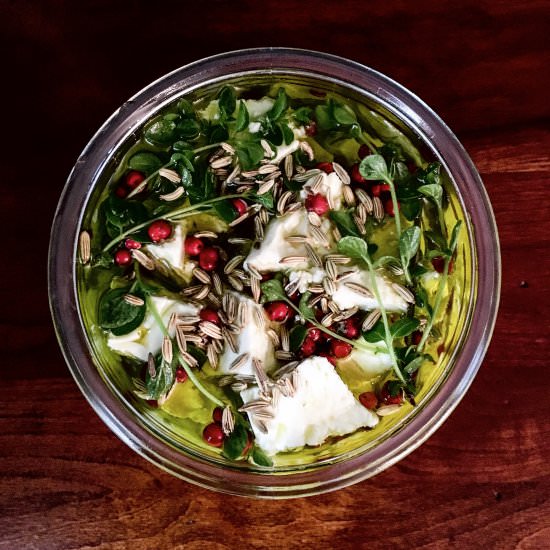 Marinated Feta with Pink Peppercorn - Recipe photo by thirstyradish