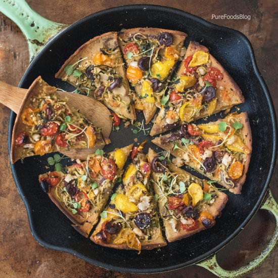 Mediterranean Socca Chickpea Pizza - Recipe photo by purefoodsblog