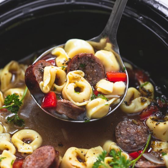 Italian Sausage Tortellini Soup - Recipe photo by CremedelaCrumb