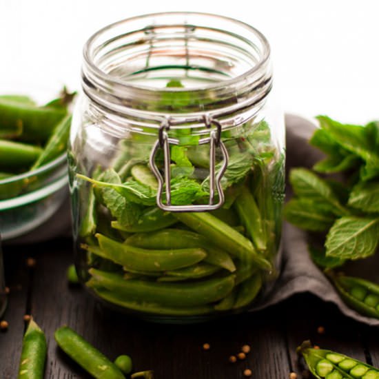 Pickled Sugar Snap Peas with Mint - Recipe photo by AnnaBanana