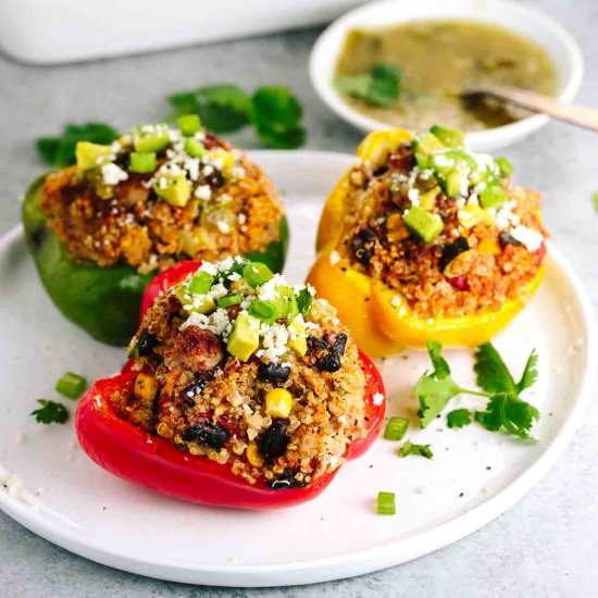 Roasted Peppers with Turkey Quinoa - Recipe photo by Jessica Gavin