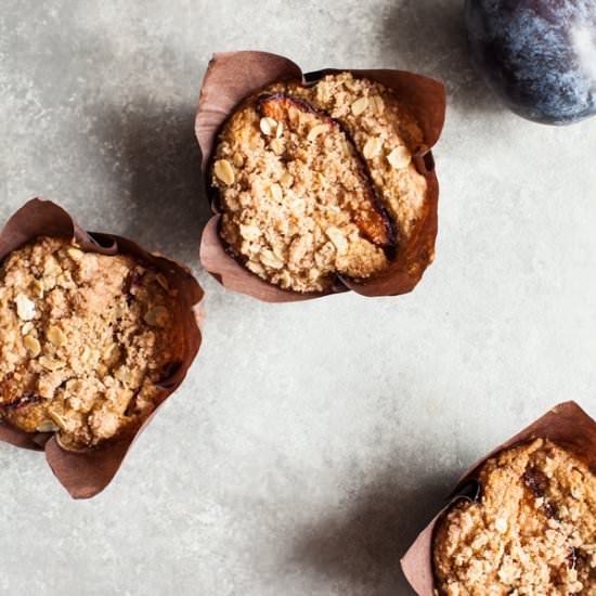 Whole Grain, Vegan Plum Muffins - Recipe photo by thefullhelping