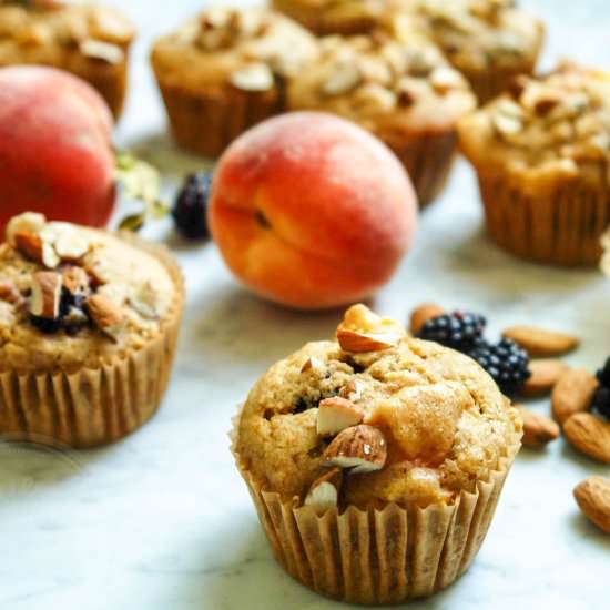 Dairy-Free Peach Blackberry Muffins - Recipe photo by EyeCandyPopper