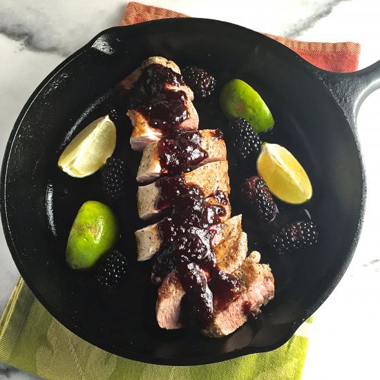 Pork Tenderloin & Blackberry Sauce - Recipe photo by Grits and Pinecones