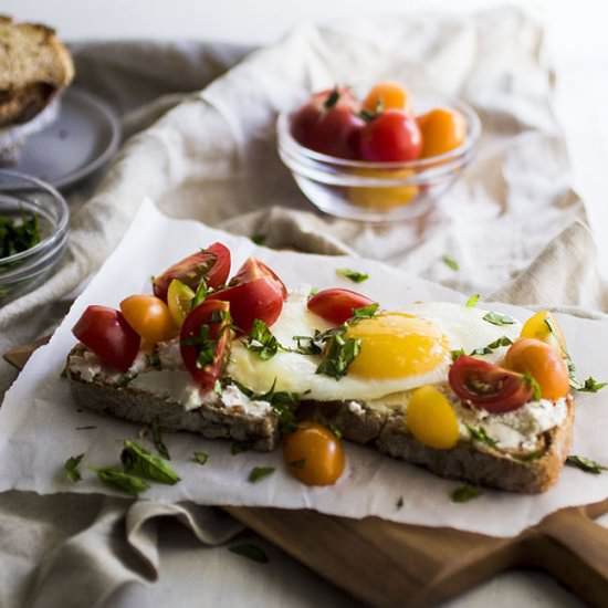 Tomato Goat Cheese Breakfast Toast - Recipe photo by lifeasastrawberry