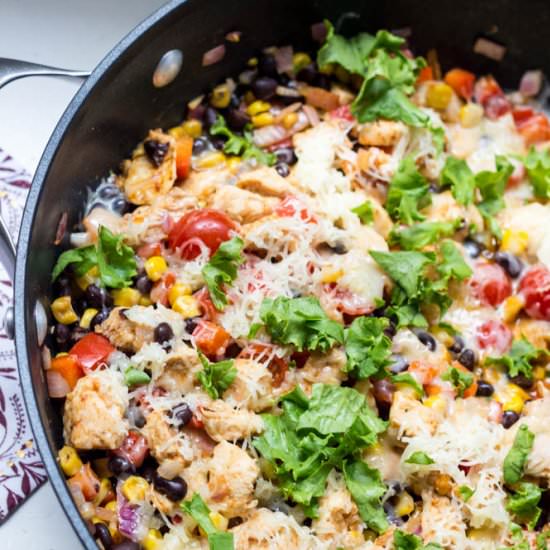 Cheesy Chicken Fajita Skillet - Recipe photo by dashofherbs
