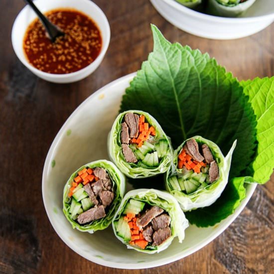 Bulgogi Spring Rolls - Recipe photo by MyKoreanKitchen