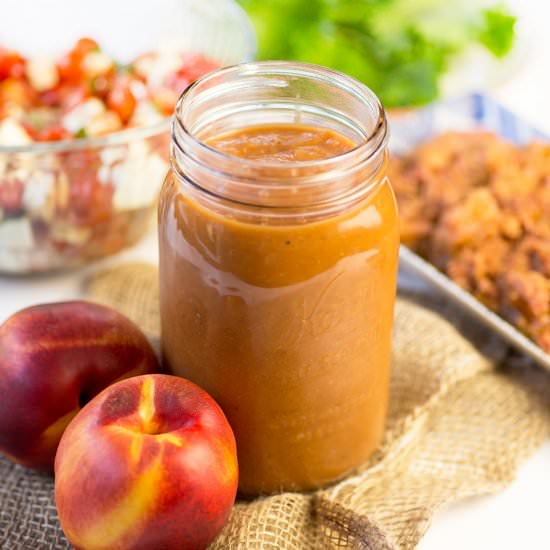 Peachy BBQ Sauce - Recipe photo by Kiwi and Carrot