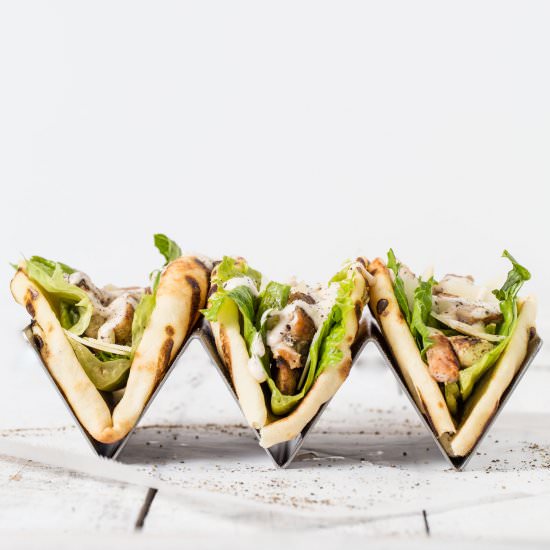 Chicken Caesar Naan Tacos - Recipe photo by SouthernFATTY