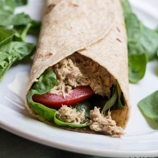 Easy Tuna Salad Hummus Wrap - Recipe photo by dashofherbs