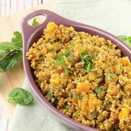 Moroccan Freekeh Pilaf - Recipe photo by rachelcooksblog