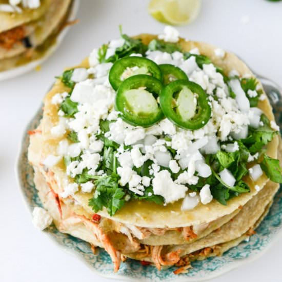 Roasted chipotle chicken taco stack - Recipe photo by HowSweetEats